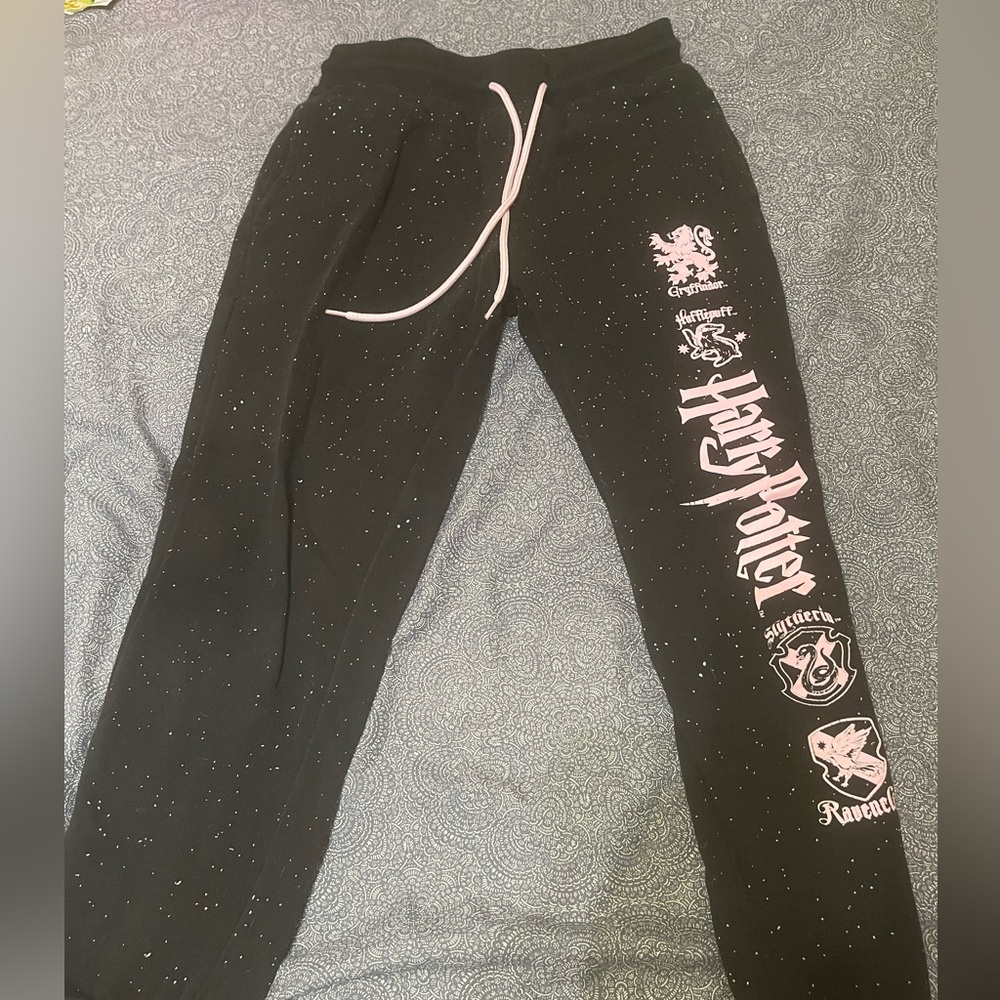 harry potter pink and black dot sweatpants size women’s xs. MAKE OFFERS!
